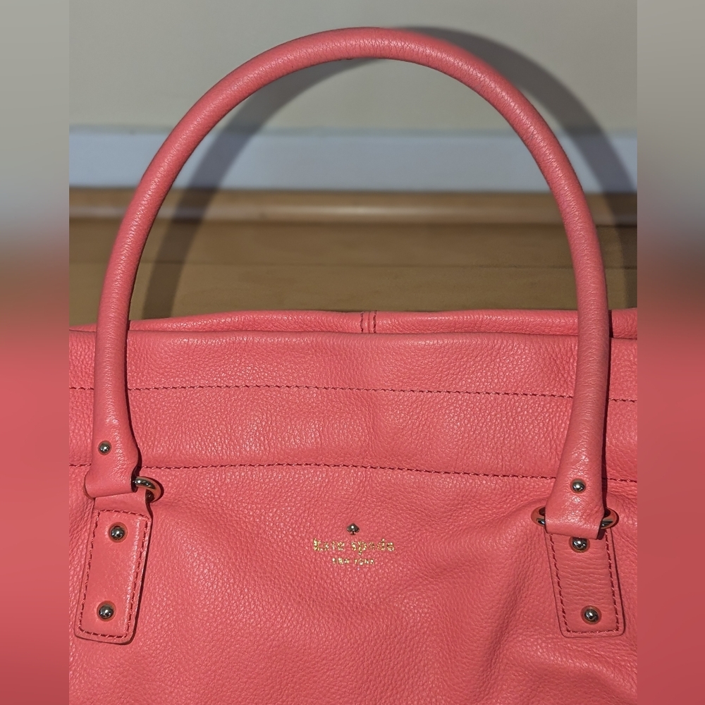Kate Spade Darien Drawstring Leather Shoulder Bag Coral Pink Gold - Picture 4 of 15